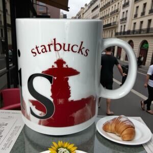 Rare Starbucks Paris France Red Eiffel Tower City Mug 16oz Rastal EUC